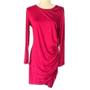 Coolmee Maternity Ruched Midi Dress Large Burgundy Long Sleeve Holiday Shower